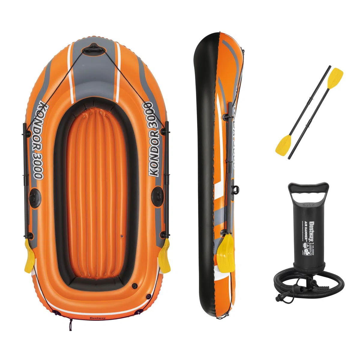 Bestway Schlauchboot-Set, Kondor 3000, 232 x 115 x 36 cm, 2 Erwachsene + 1 Kind