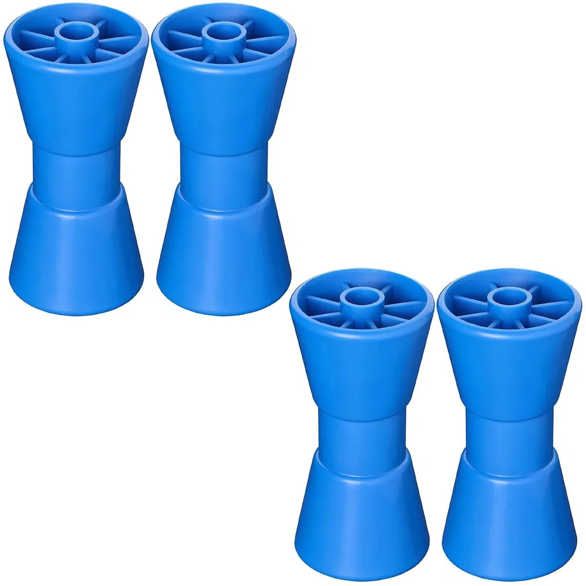Preiswert&Gut 4 x Kielrollen – 200mm Länge, Ø 98-68mm – Rollen für Bootstrailer aus Polyethylen – Hochwertiges Bootszubehör & Boot Trailer Zubehör in Blau