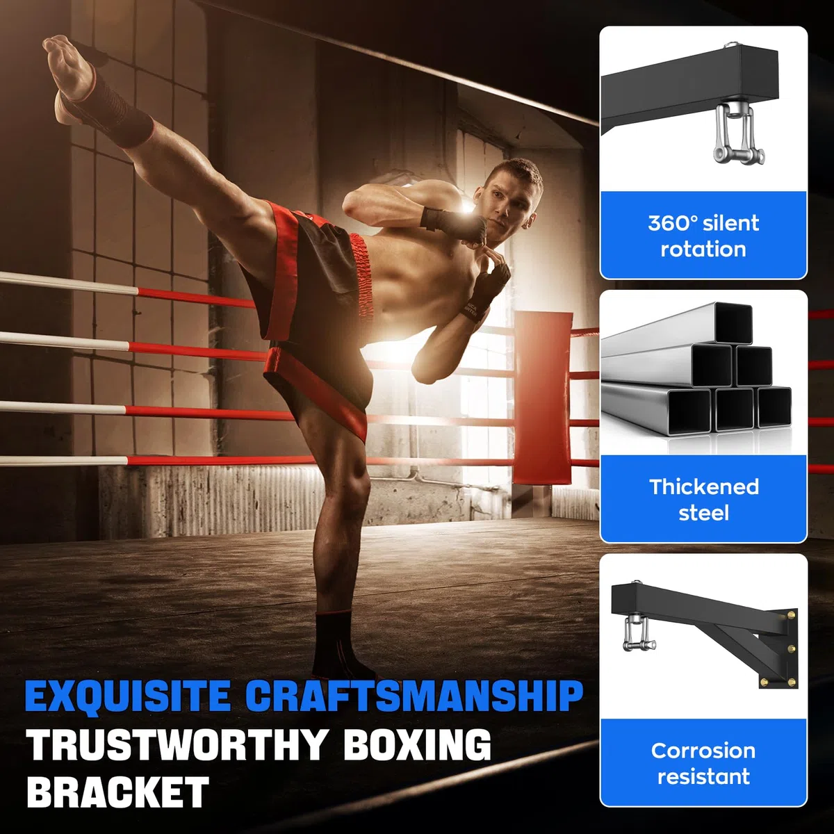 IMAYCC Neu Boxsack Halterung, Hochbelastbare Boxsack Wandhalterung, Strapazierfähige Konstruktion für Zuhause oder Fitnessstudio, Geeignet für Kickboxingsack, MMA-Säcken usw. Punch Bag Wall Mount