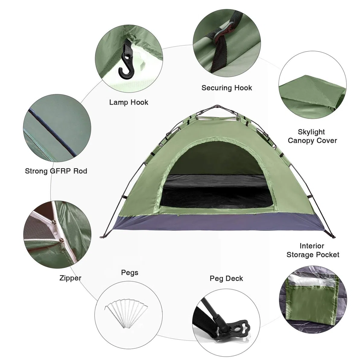 Zelt 2 Personen Wasserdicht, Ultraleicht Camping Zelt Kleines Packmaß, Einfaches Einrichten 2 Mann Zelt, Kuppelzelt für Outdoor, Bikepacking, Trekking