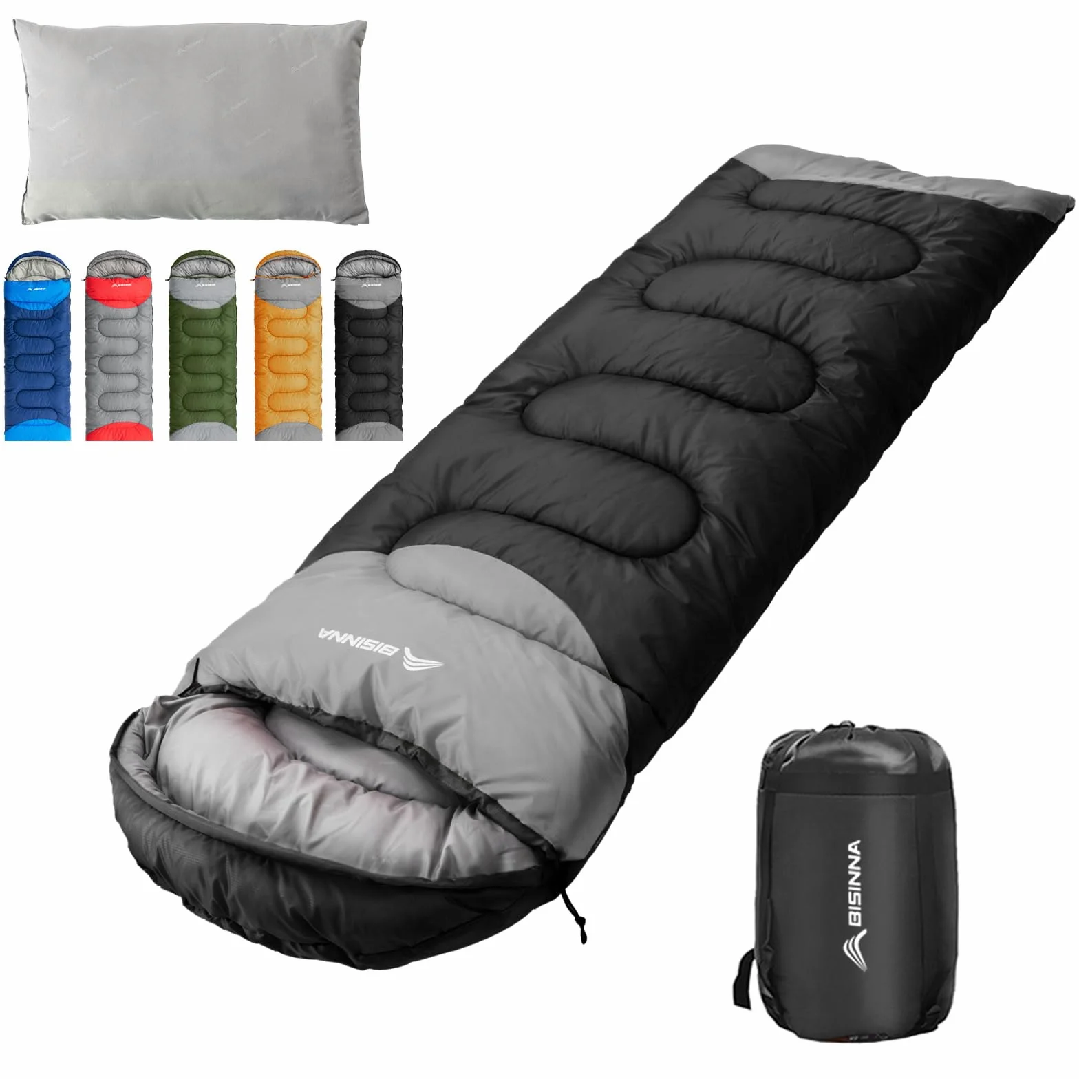 BISINNA Schlafsack 1.9kg 4 Jahreszeiten Wasserdichter Warmer Deckenschlafsack mit Kompressionssack für Erwachsene, Damen, Herren Outdoor Camping, Wandern