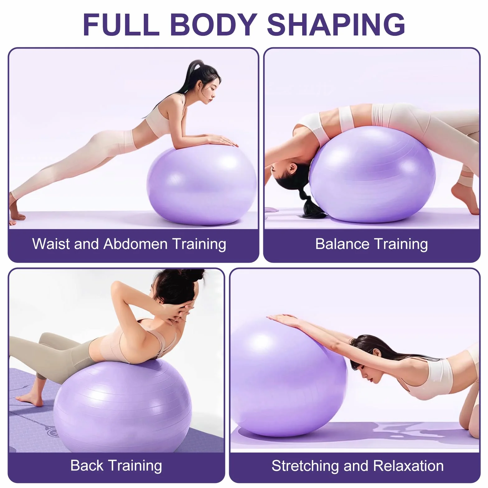 flintronic Gymnastikball, 55 und 65 cm, Ultra-Dicker Anti-Explosions-Yoga-Ball mit aufblasbarer Fußpumpe, Anti-Rutsch-Sitzbal, Robuster Maximalbelastbarkeit Fitness-Ball für Fitness, Yoga, Pilates