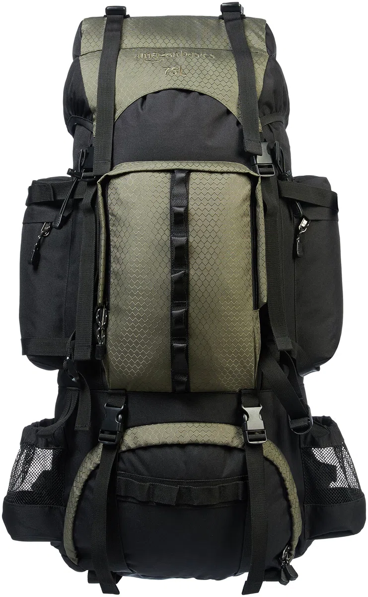 Amazon Basics Wanderrucksack 75 L, Grün | mit Innengestell
