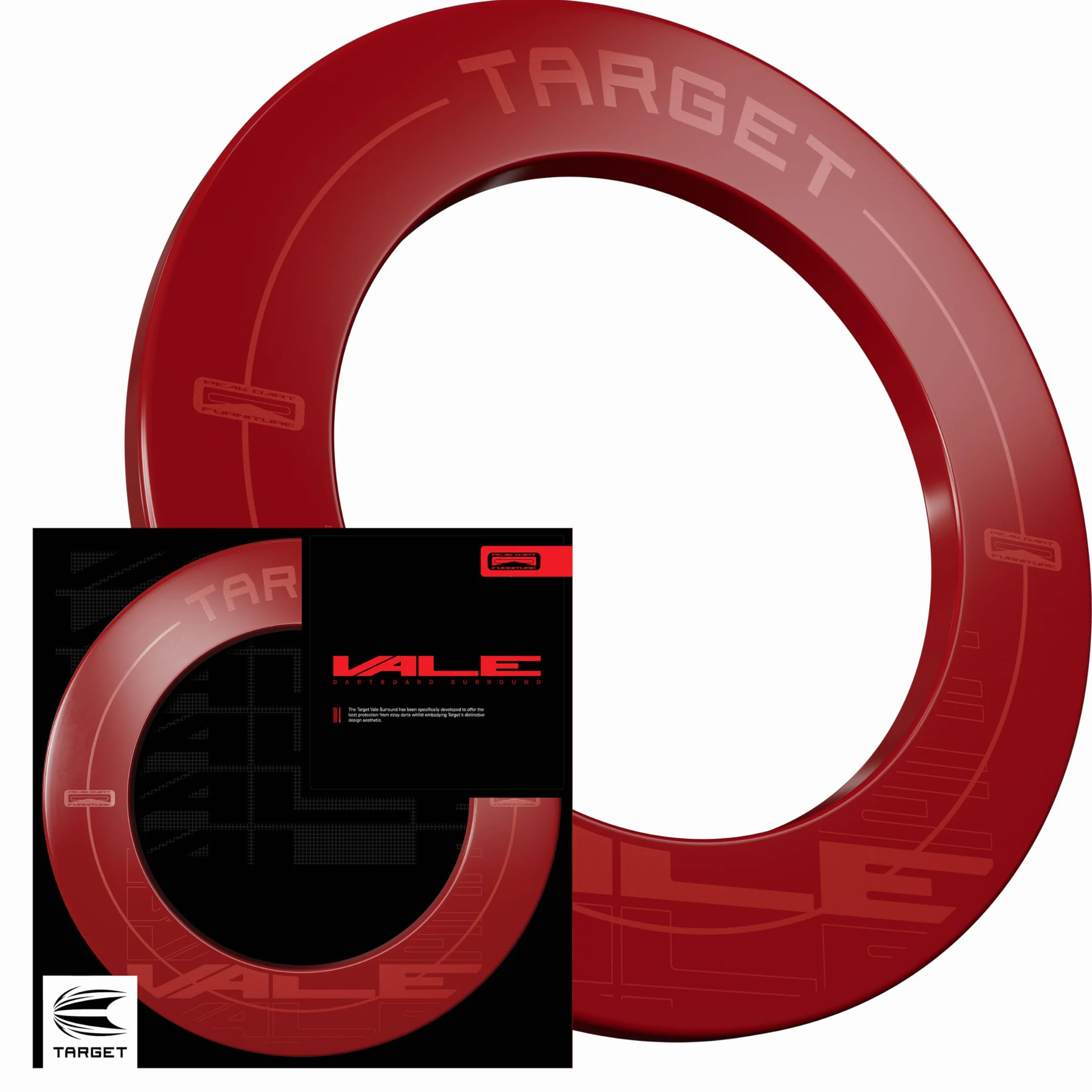 Target Darts Pro Tour & VALE Dartscheibe Surround (Rot/Schwarz/Vale) | Dartscheibe Wandschutzring, Außenwandschutz für Dartscheiben, Kompatibel mit jeder Scheibe | Professionelles Dartzubehör