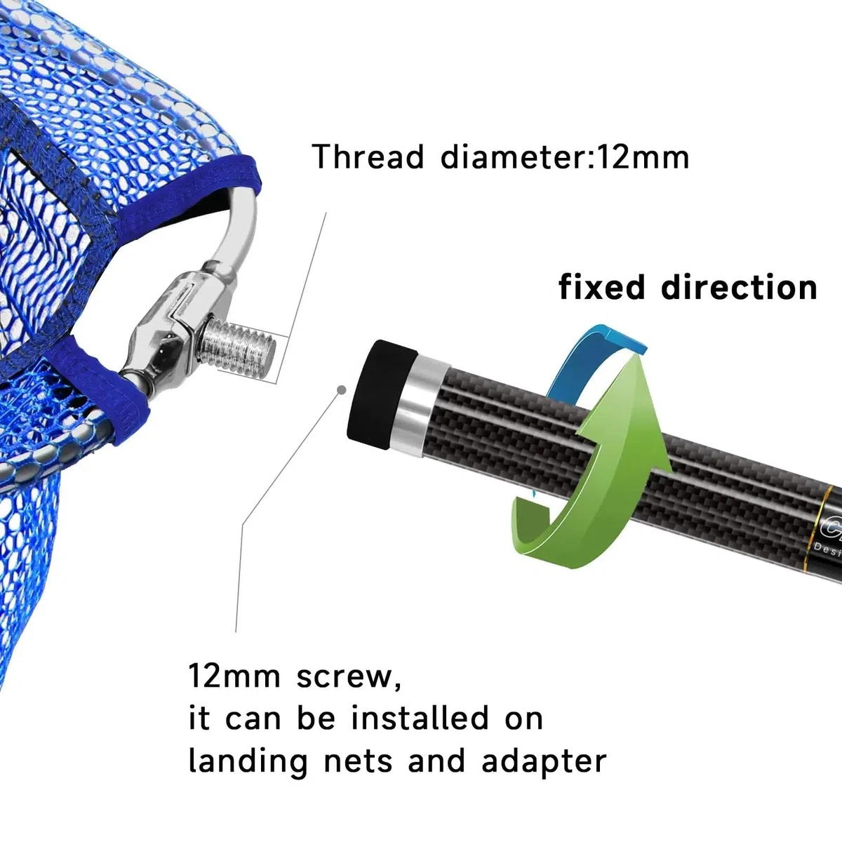 Teleskopische Kescherstange 5/6 m Teleskop Angeln Kescher Carbon Fiber Rod Tragbare Griff Angelgerät Ausrüstung Zubehör für Karpfen