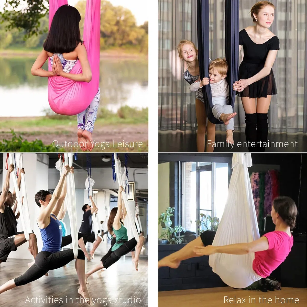 Yoga Hängematte Set Aerial,Anti-Schwerkraft Yoga Pilates,mit Dickem Schaumstoffgriff,bis 200 kg belastbar(Hellviolett)