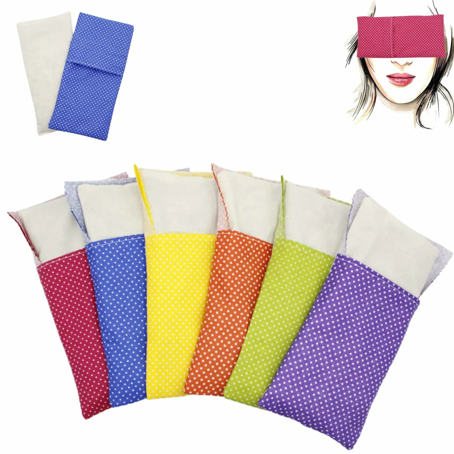 Augenkissen yoga "Pack 6 colors" (6 Füllung, 6 waschbare Bezüge) | Lavendel Samen und Reis | Yoga, Meditation, Entspannung, für Ihre Augen ..