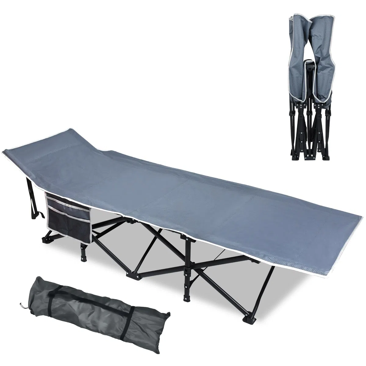 XMTECH Feldbett Klappbar Campingbett Gästebett für Erwachsene 250kg, 190 x 62 x 38cm Faltbar Camping Reisen Bett mit Transporttasche, Feldbetten für Camping Outdoor Reisen Büro Indoor