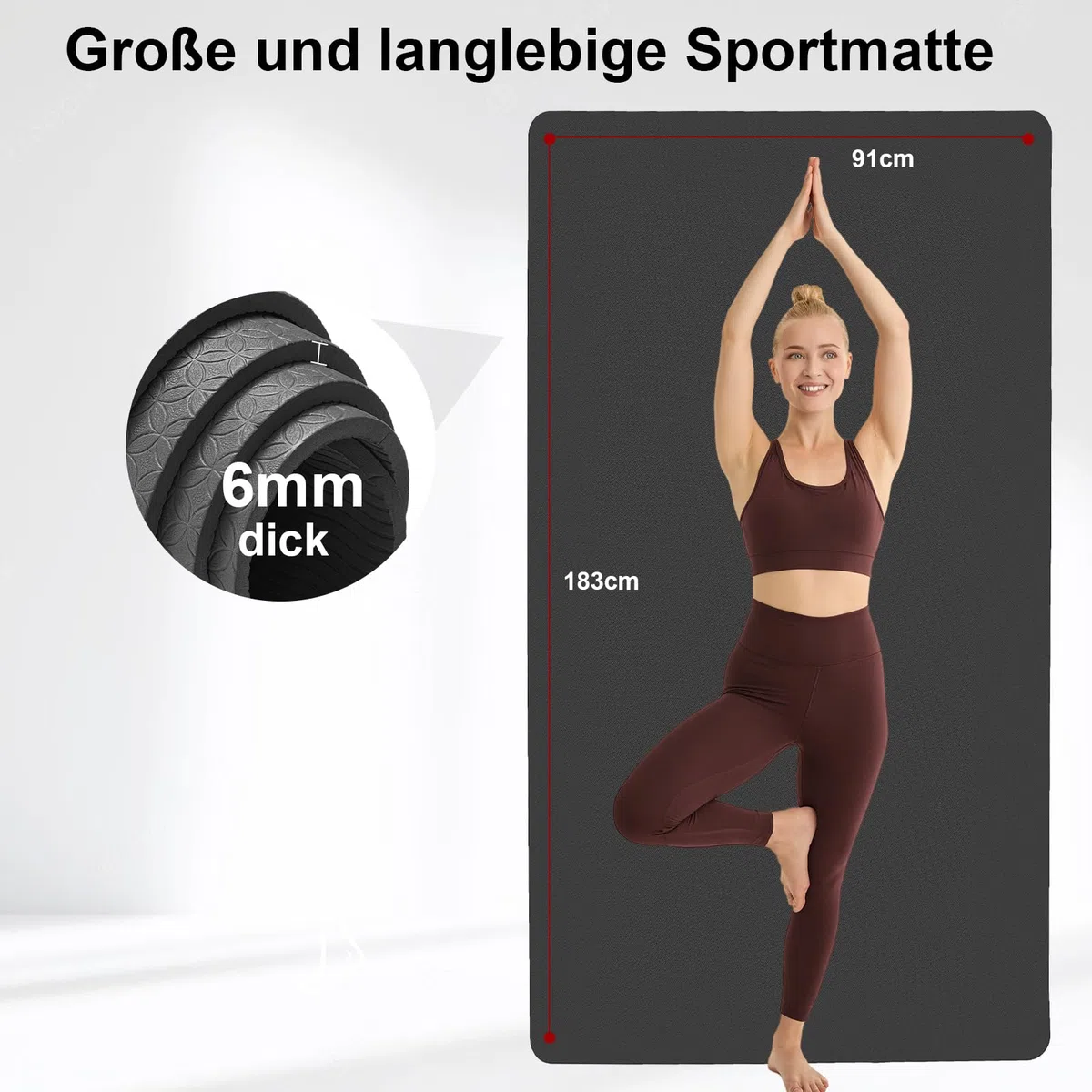 Stepwaver XXL-Fitnessmatte, 183x122 / 213x152 / 243x152cm (6mm) Dicke Trainingsmatte für Heimstudio & Garagenboden, Sportmatte rutschfest, ultra-langlebig, dicke große Yogamatte für Home-Workouts