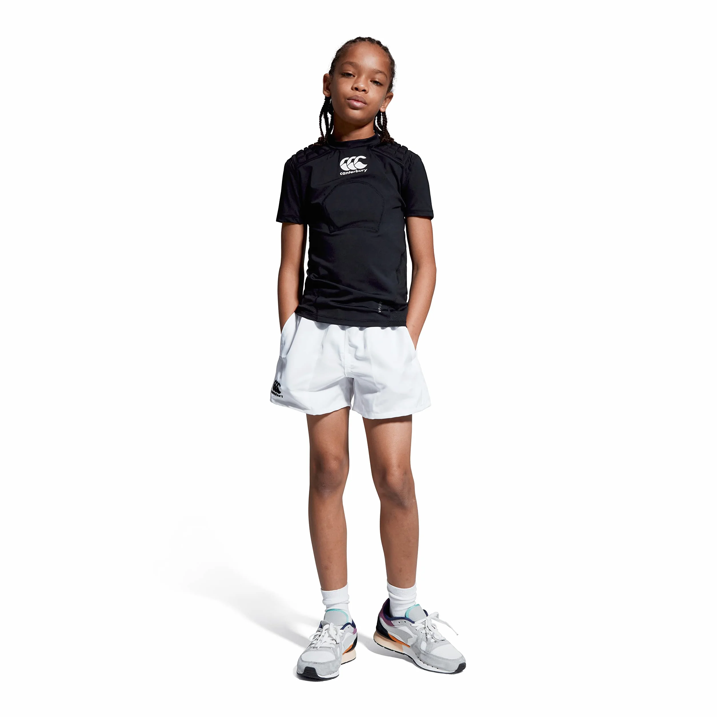 Canterbury Kid's Rugby Protection Vest, Black/Whte/Silver, MB