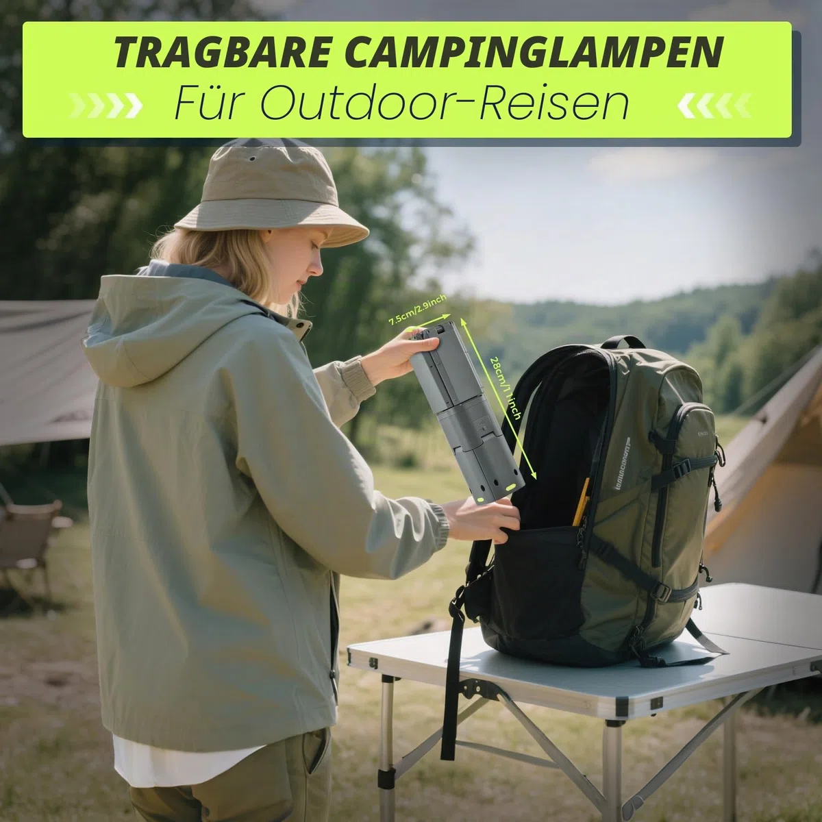 SakerPlus Teleskop Camping Laterne, 14000mAh Wiederaufladbare Campingleuchten mit Tragbarem Netzteil, Dimmbare Magnetische Zeltlampen 6000 Lumen Außenarbeitsbeleuchtung für Wandern, Camping