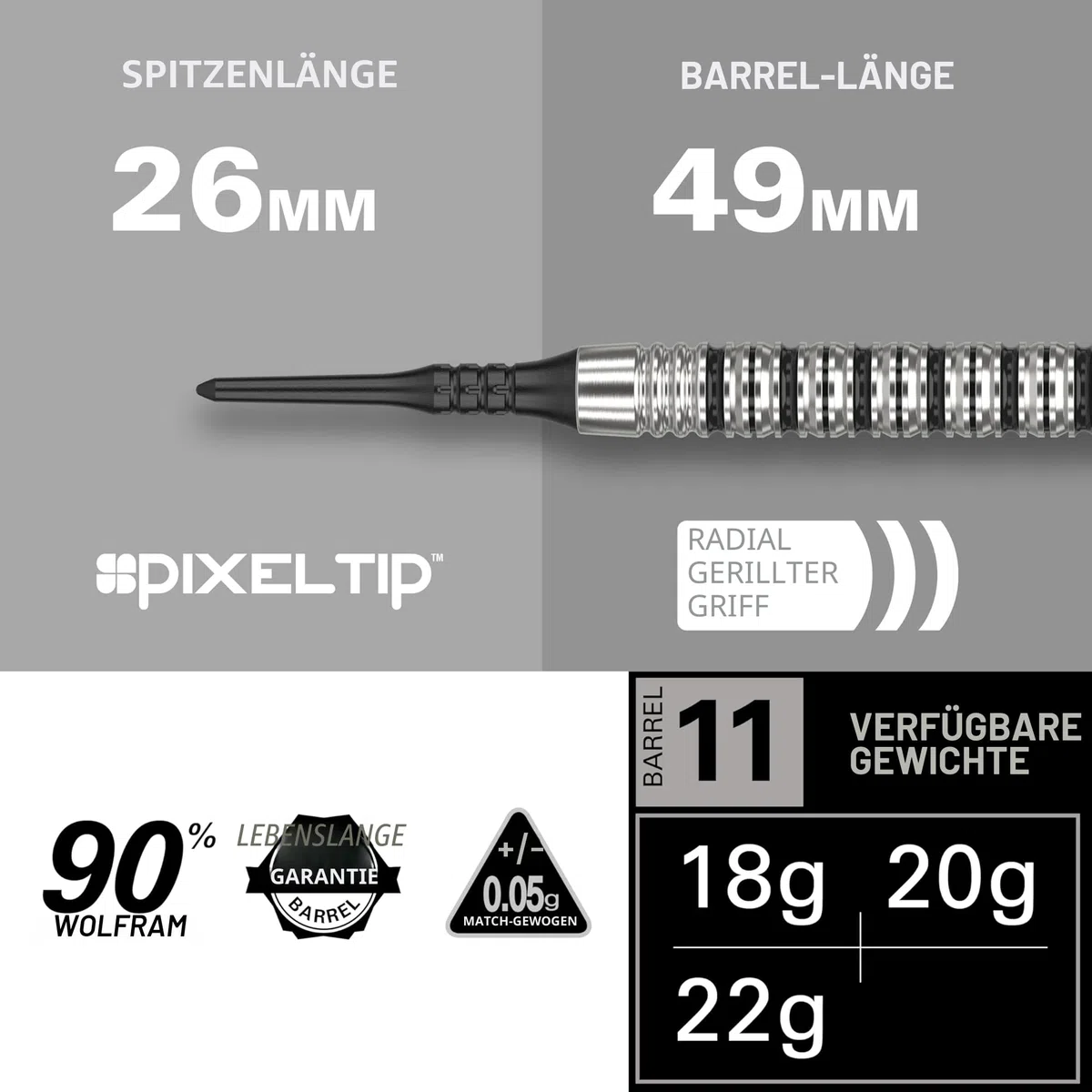 Target Darts EXO Edition 90% Wolfram Soft Tip Darts Set – Professionelle Soft Tip Dart Sets, Pixel Tip Darts mit Pro Grip Schäfte und No.6 Flüge