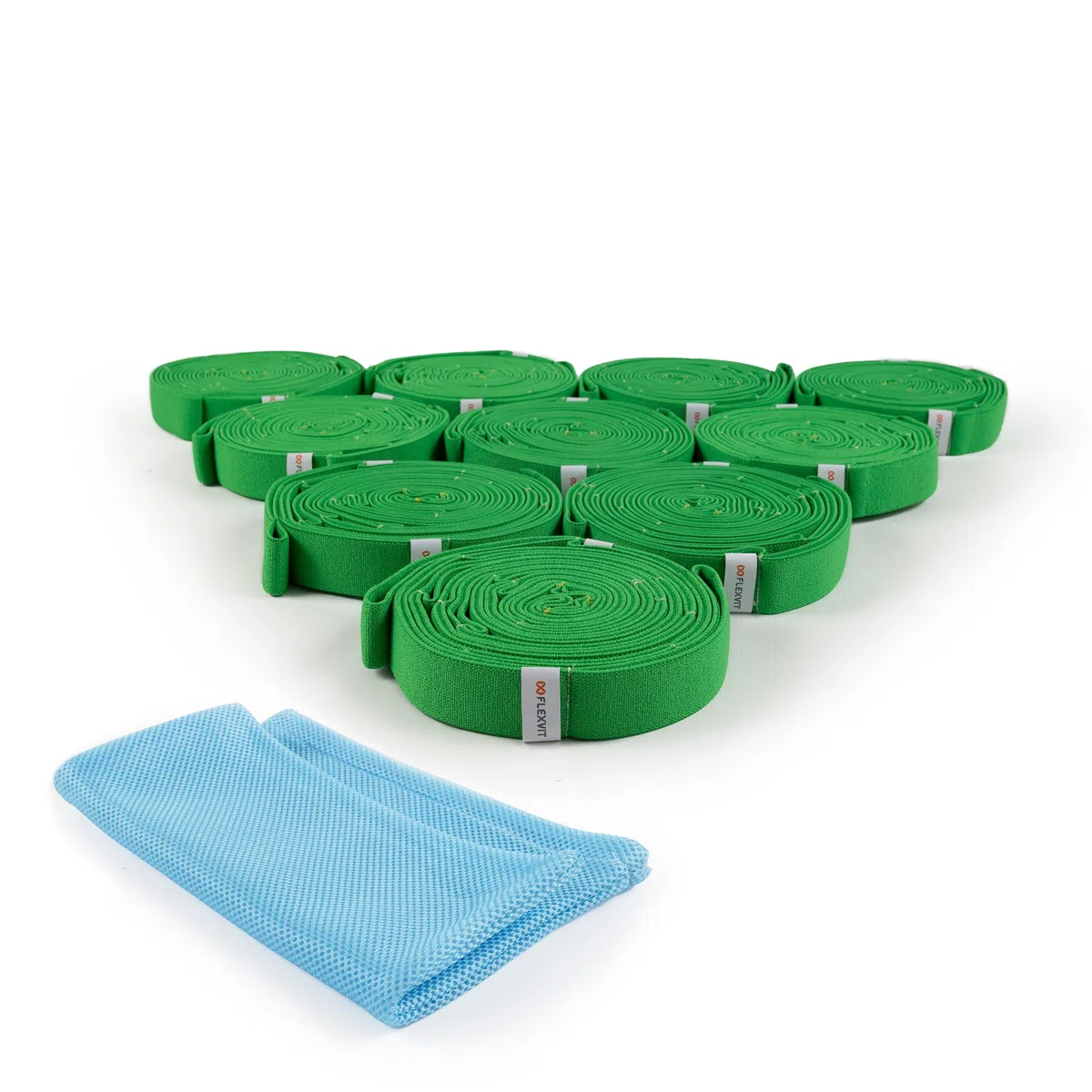 FLEXVIT Multi 10er Set - Widerstandsbänder mit Schlaufen für Mannschaften, Gruppen, Vereine & Studio | Fitnessband für Ganzkörpertraining, Kraft, Cardio, Yoga & Pilates | Made in Germany | 5 Varianten