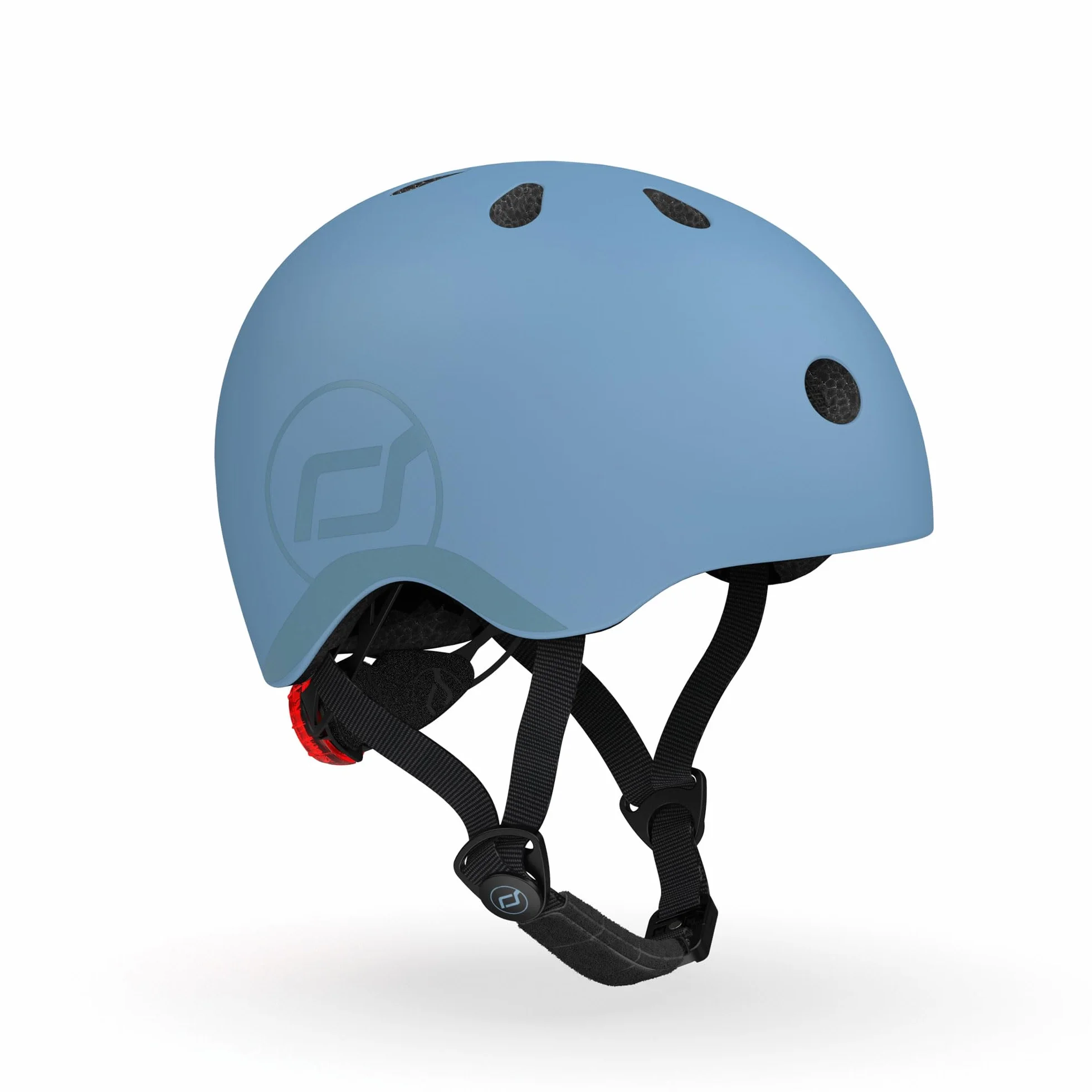 Scoot and Ride Babyhelm mit verstellbaren Trägern, Mattes Finish, Größen S und M, inklusive LED-Sicherheitslicht und weicher Fleece-Polsterung für zusätzlichen Schutz