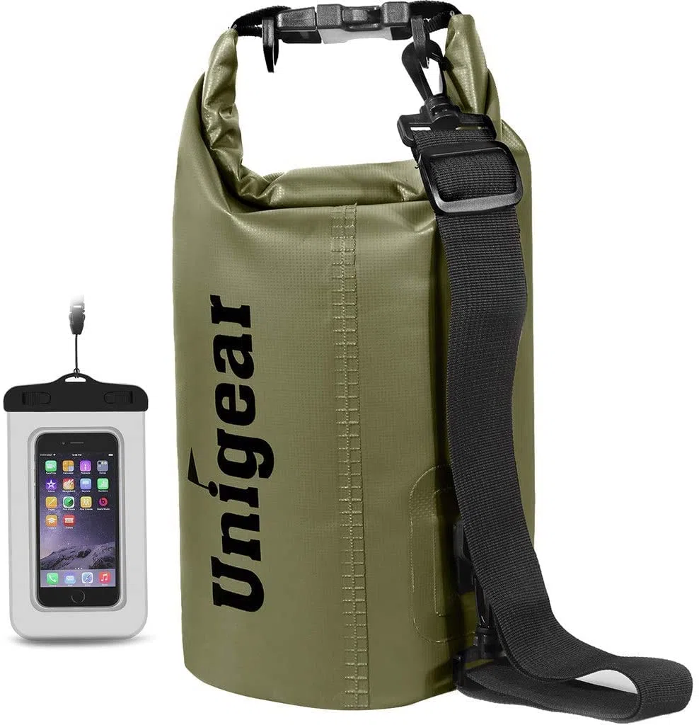 Unigear wasserdichte Beutel/Dry Bag (2L/5L/10L/20L/30L/40L) für Aktivitäten im Freien und Wassersport, Camping, Kajak, Angeln, mit Einer Wasserdichten Handytasche