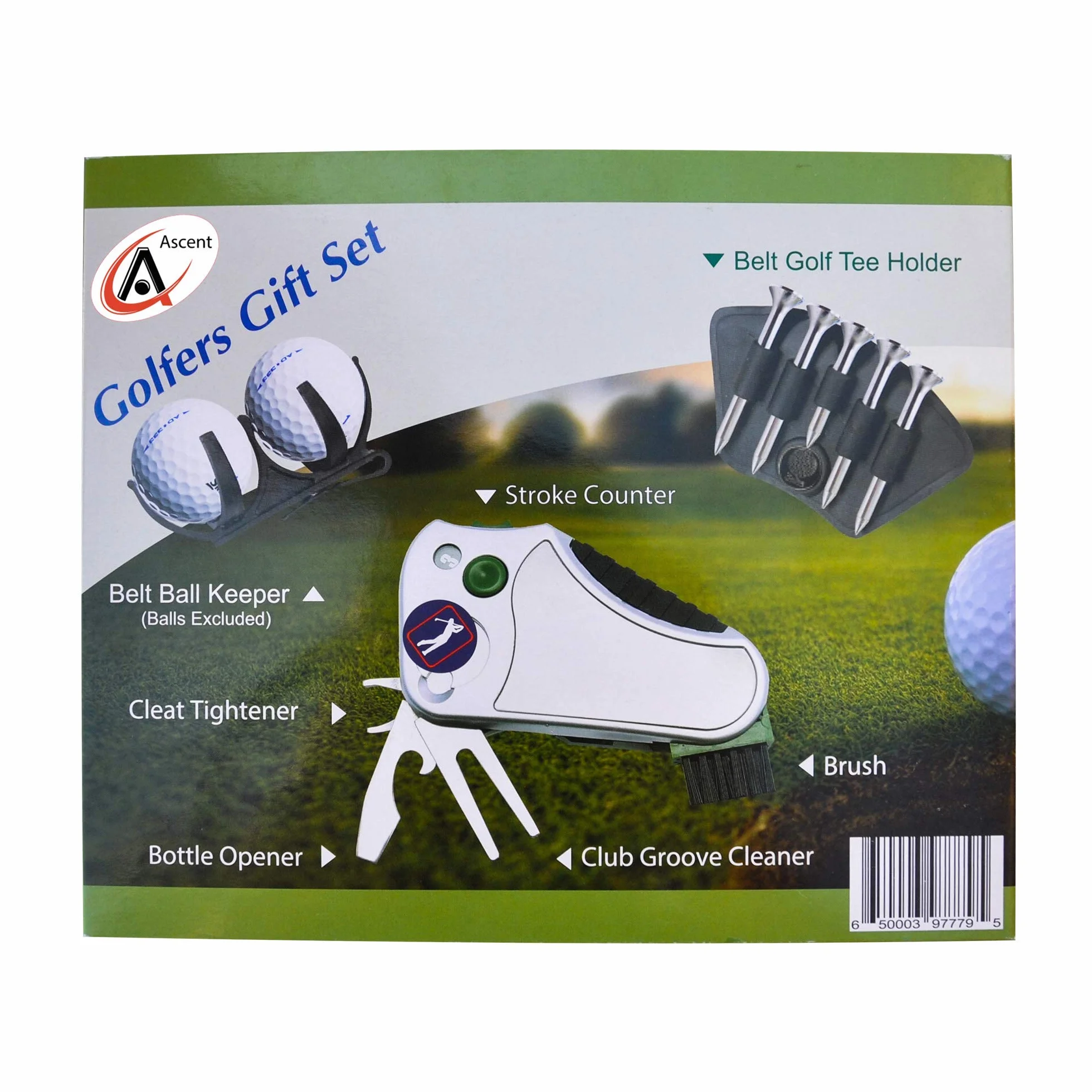 Golfer 's Best Golf Geschenk Set: Werkzeug Reparatur - Stroke Zähler, Pitchgabel, Klampe Spanner, Club Groove Cleaner Gürtel Teehalter Tees Gürtel Ballhalter - Geschenkidee für Männer