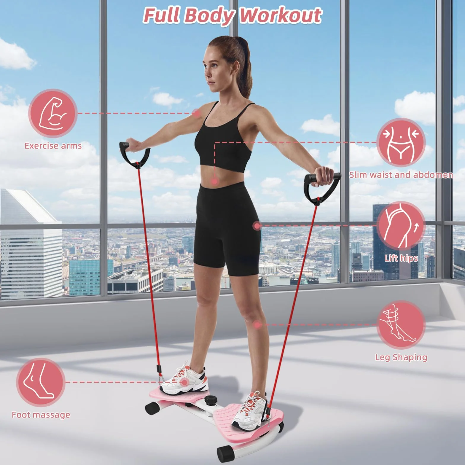 Waist Twister Machine, Taillentwister mit Kordelzug, Twist Waist Disc Board, Fitnessgeräte für Zuhause, Taillendrehmaschine für Frauen