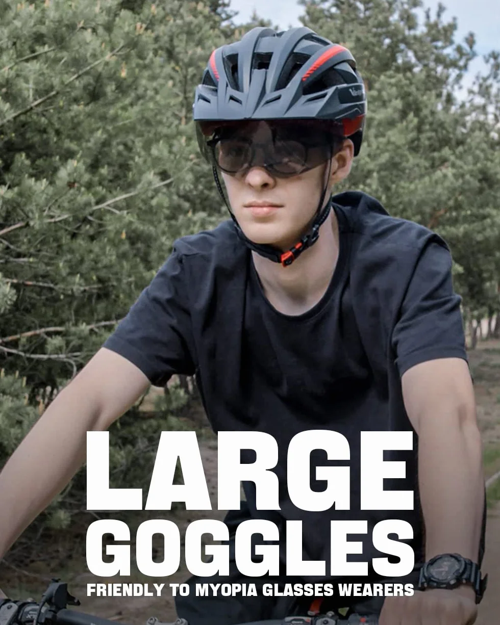 VICTGOAL Fahrradhelm MTB Mountainbike Helm mit magnetischem Visier Abnehmbarer Sonnenschutzkappe und LED Rücklicht Radhelm Rennradhelm für Erwachsenen Herren Damen
