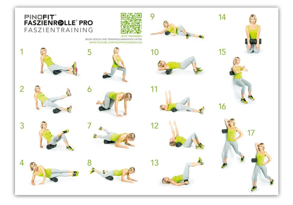PINOFIT Faszienrolle Pro – Massagerolle für den Rücken zur Selbstmassage der Faszien – mit ergonomisch geformter Kerbe – inkl. Übungsposter