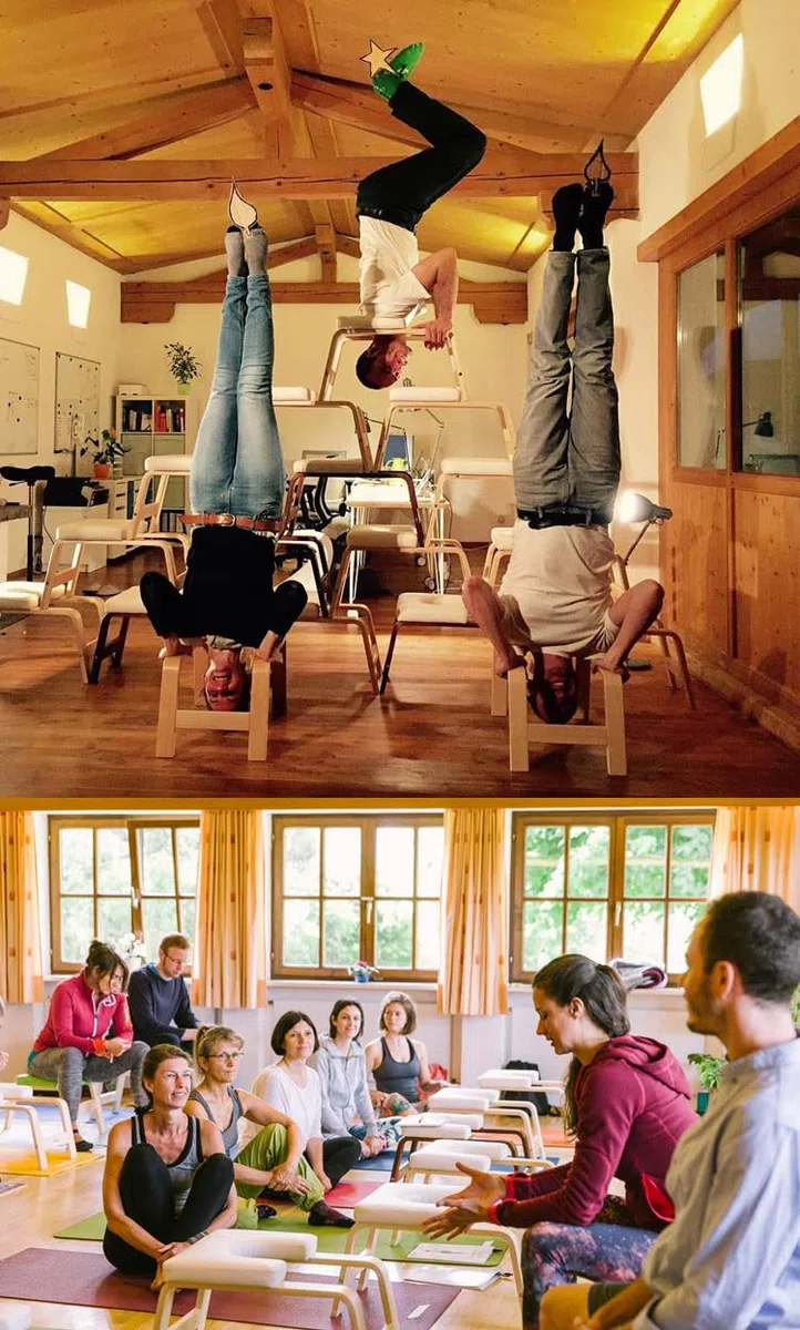 Yoga Stuhl für Inversion und Kopfstand - Praxis Hocker (Weiß)