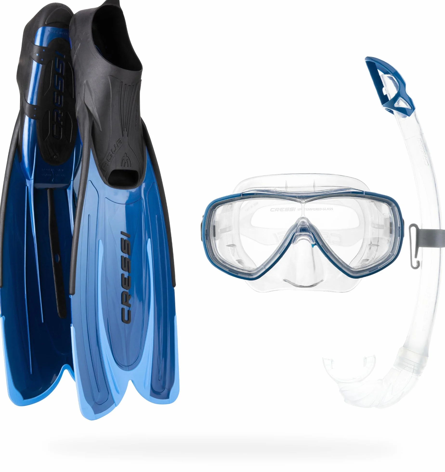 CRESSI seit 1946 - Agua+Onda+Mexico - Komplettes Schnorchelset für Erwachsene - Bestehend aus Agua Flossen, Onda Maske, Mexico Schnorchel, Netzbeutel