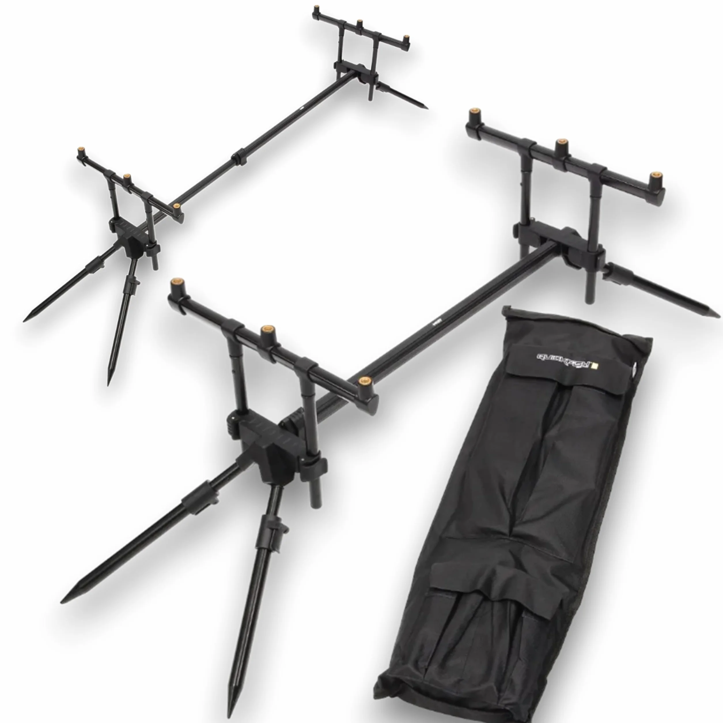 NGT Quickfish Pod MK2-I – 3 Rutenhalter, voll verstellbar, Karpfenrute mit Tasche