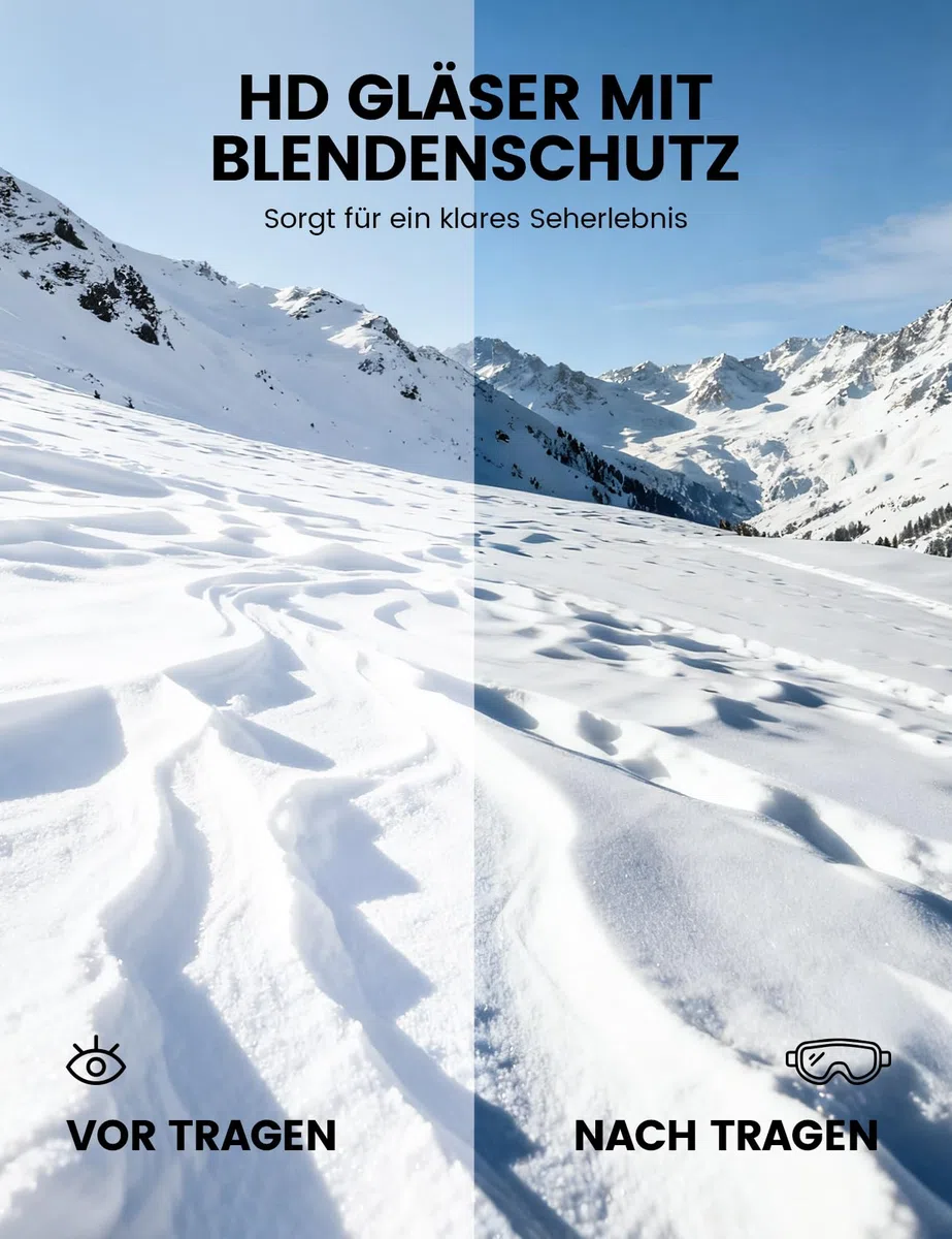 Lamicall Skibrille Damen, OTG Snowboardbrille Herren - [TOP Patentierte Anti-Fog] Verspiegelt Ski Brille für Brillenträger, Ultra HD Snowboard Brille Schutzbrille, UV400 Schneebrille mit Blendenschutz