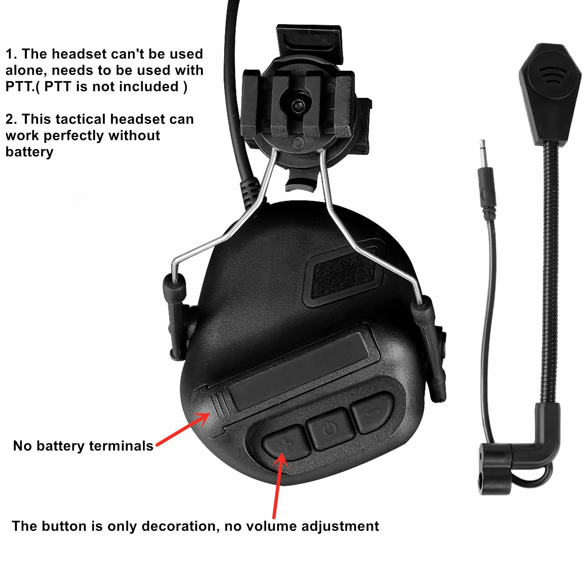 Taktisches Headset für Helm Airsoft Paintball Helm Seitenschiene Kopfhörer Wasserdichtes Schieß Jagd Headset Ohrenschützer Funktionskopfhörer