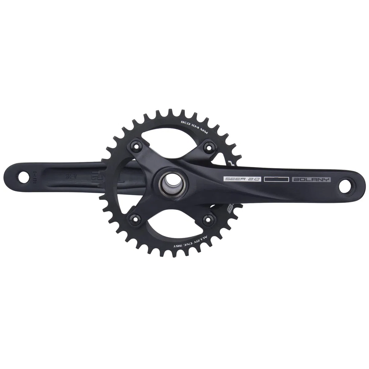 BOLANY Fahrrad Kurbelgarnitur 170mm kurbel 104BCD Hollowtech-Kurbelgarnitur 1 Fach Einzelspeed-Rundkettenblatt 34T/36T Zähne MTB Kurbelsatz mit Tretlager