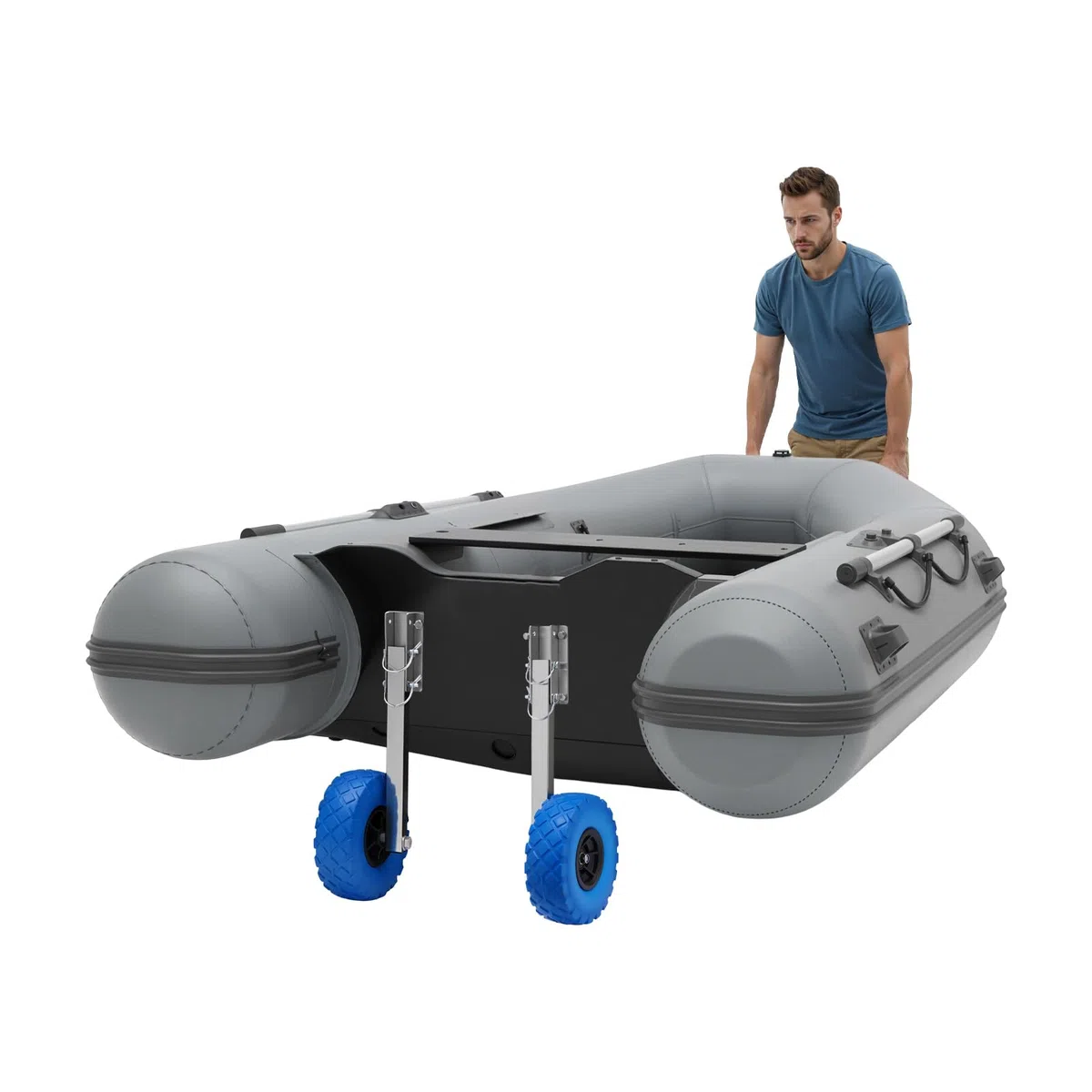 Slipräder Schlauchboot & Heckräder Edelstahl bis 150kg - Schlauchbooträder mit 25cm Reifen, Robust - Transporträder und Bootsräder für Schlauchboote, Anhänger, Wassersport