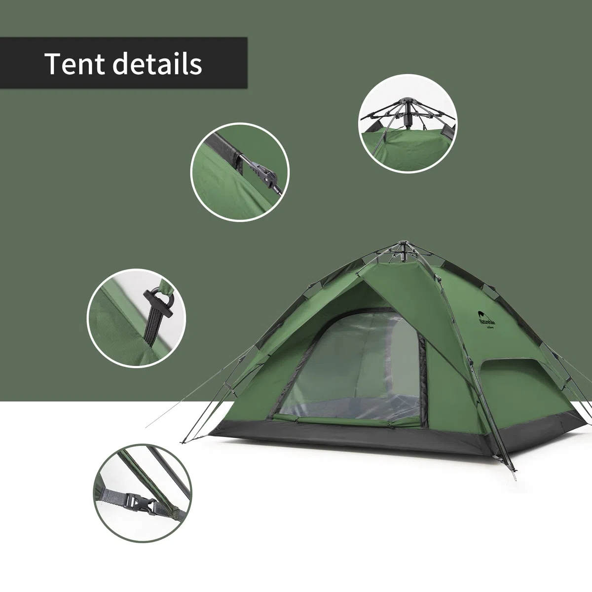 Naturehike Pop Up Zelt Wurfzelte Automatik Campingzelt 3-4 Personen Doppeldeck Kuppelzelt Großes Familienzelt mit Tragetasche