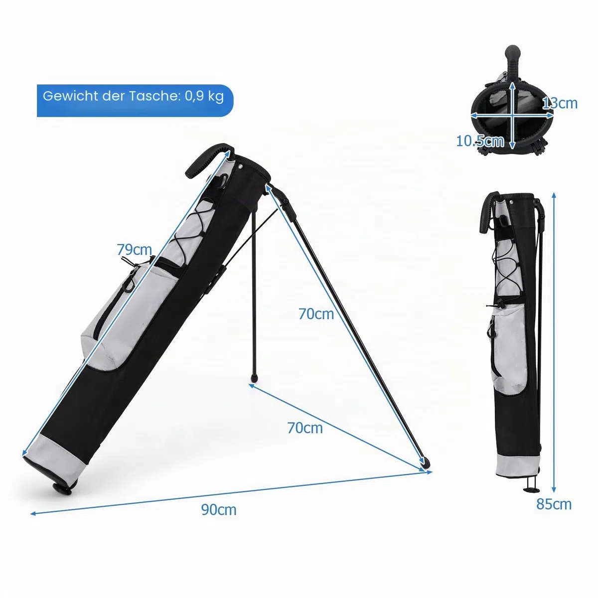 LIFEZEAL Golftasche, Reisetasche Leicht mit Ständer, 2 Fächer, Becherhalter, wasserdichte Tragetasche, Golf Pencil Bag für Damen und Herren