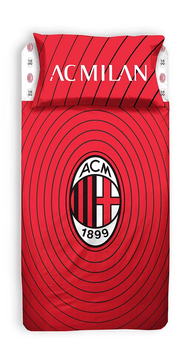 AC Milan A.C. Milan hermet 1 halbes Bettlaken-Set, 100% Baumwolle, rot schwarz