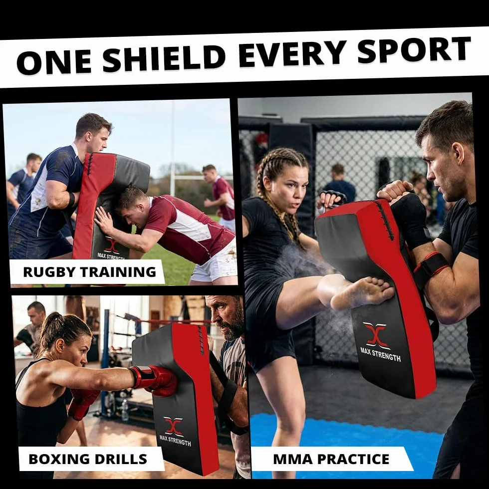 MAXSTRENGTH Rugby Hit Shield Heavy Duty Professional Grade Tackle Wedge Hit Shield Pad High Density Foam Wedge Rucking Tackle Shields (Rot/Schwarz, Einzel)