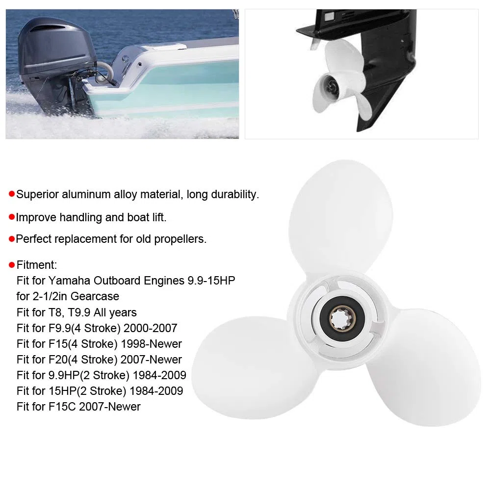 Außenborder Propeller, Außenborder Propeller 8 Spline Tooth, 3 Blades 683-45941-00-EL 9 1/4 x 12 Passend für Yamaha 9,9-15 PS