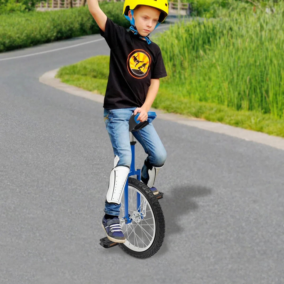18 Zoll Einrad für Sport, Verstellbares Einrad-Fahrrad Balance Training für 5-60 Jahre, Manganstahl-Rahmen, Tragkraft bis 75 kg
