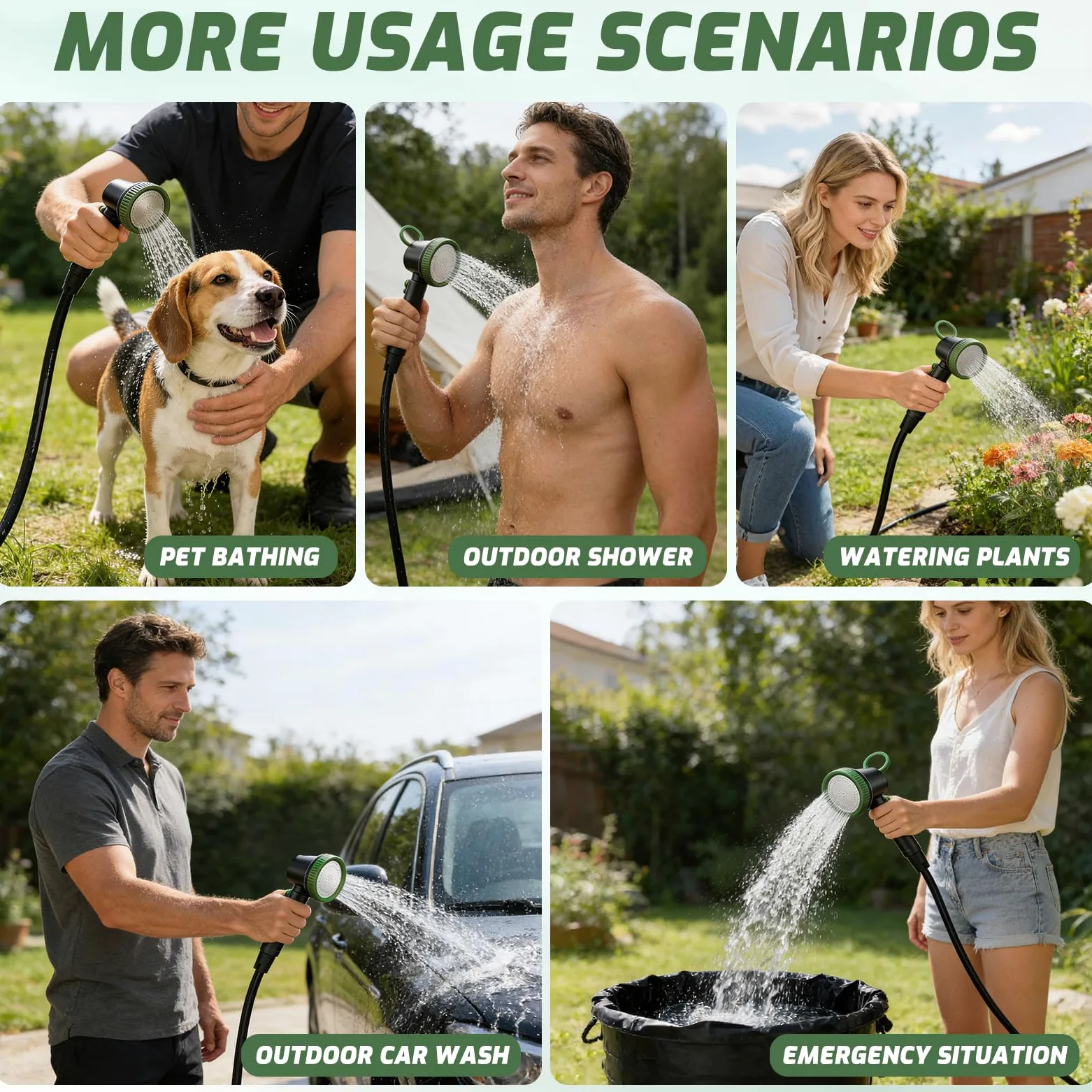 Campingdusche mit Pumpe, 8000mAh Camping Dusche mit Akku und Intelligenter Digitalanzeige, Tragbare Outdoor Mobile Dusche Set mit Duschkopf und 2m Schlauch für Camping Reisen Garten Autowaschen