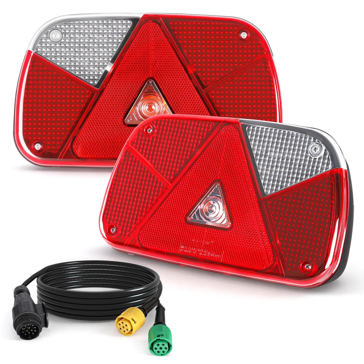 Anhänger Rückleuchten Set 12V 13 Polig mit 7 Funktionen 2 * 5.5m Kabelsatz E-Geprüfte für PKW LKW Boot Wohnwagen Transporter