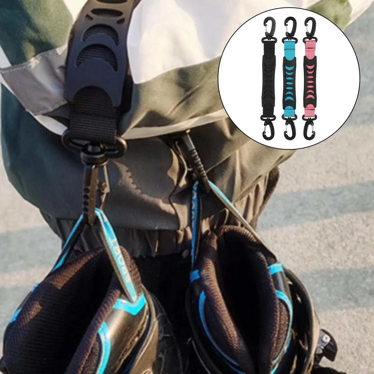 3 Stück Skates Carry Leash Ski Straps und Pole Carrier Ski-Tragegurt Rollerskates Tragbarer Tragegriff Rollschuh Trageband Skischuhe Trageband Einkaufen Gurtband Handle