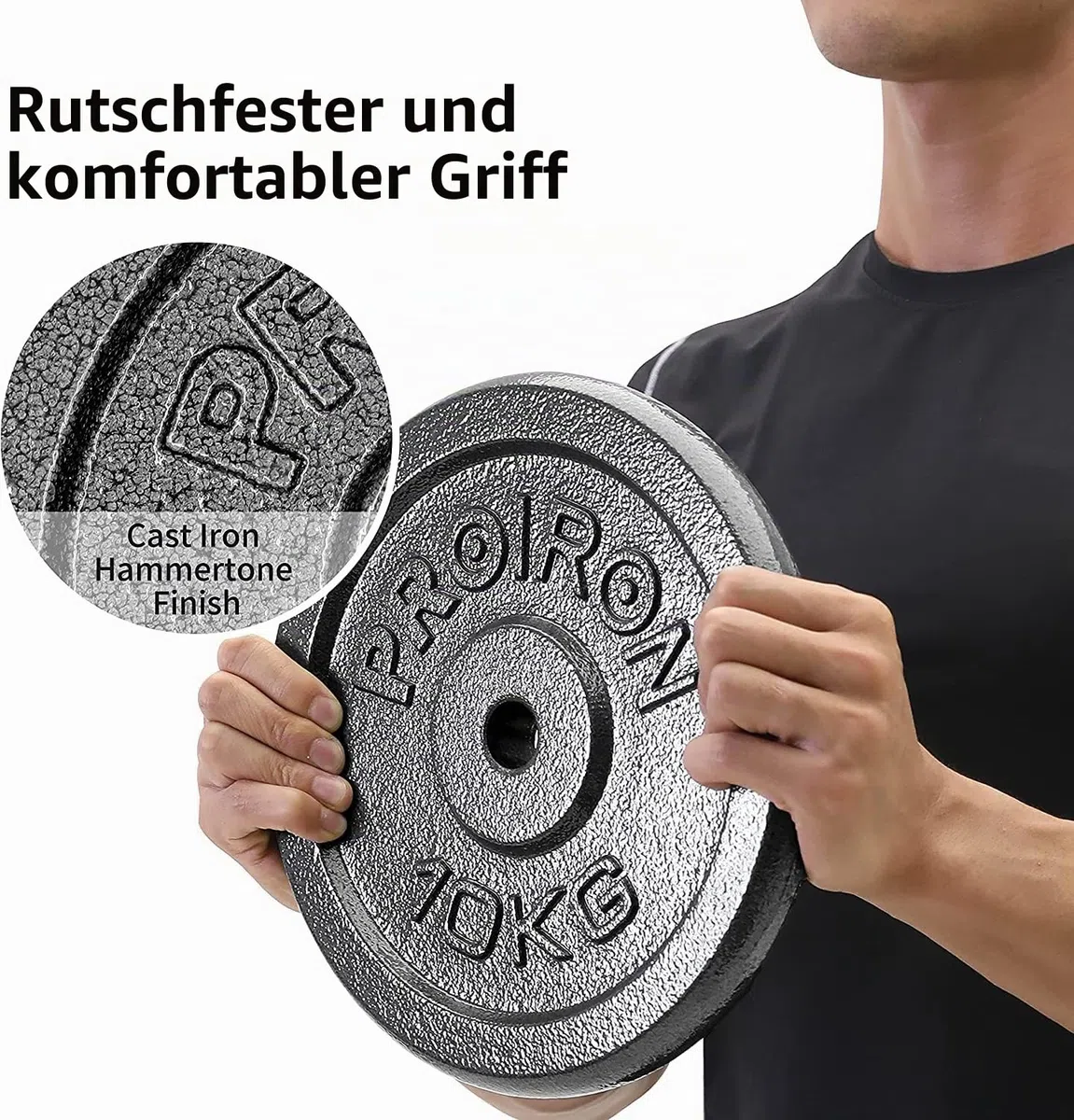 PROIRON Hantelscheiben-Set aus Gusseisen, 1,25 kg, 2,5 kg, 5 kg, 10 kg (verschiedene Größen) für 2,5 cm Hantelstange