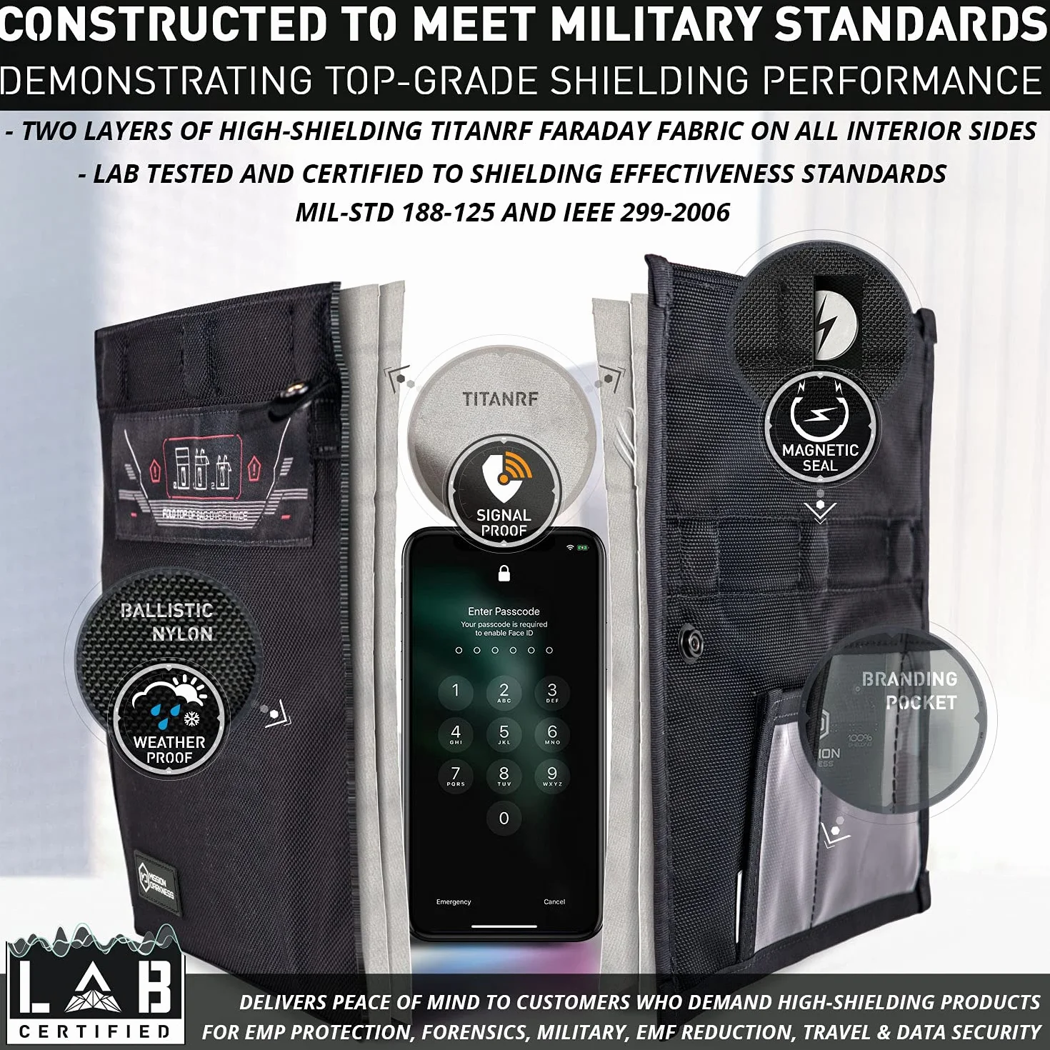 Mission Darkness NeoLok Faraday-Tasche ohne Fenster für Handys (+ sicherer Magnetverschluss) // Geräteabschirmung für Strafverfolgung und Militär, Anti-Hacking, Reise- und Datensicherheit