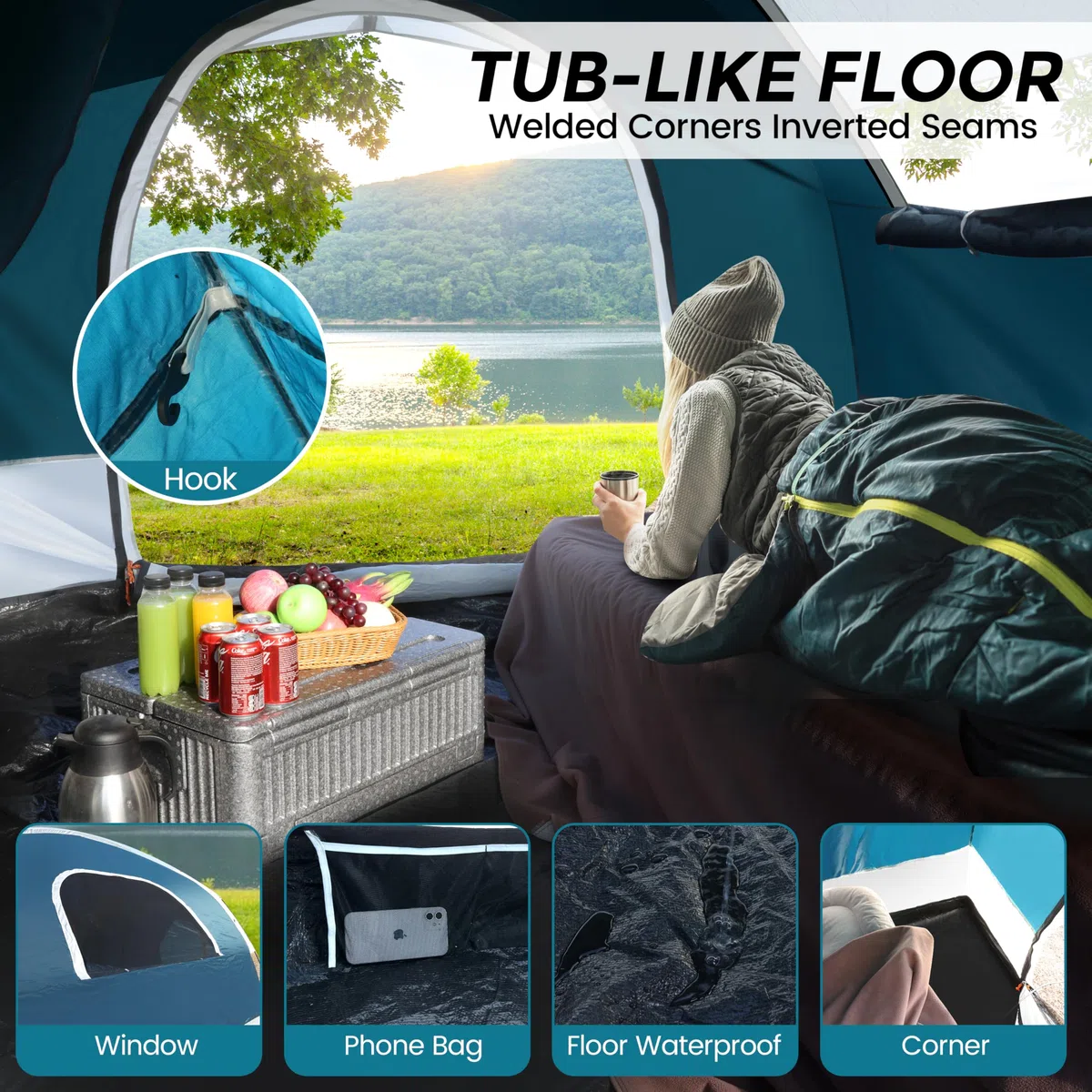 SUV Zelt zum Camping, 6 Personen Auto Campingzelt, SUV Heckklappenzelt für den Außenbereich, einfach aufzubauendes Zelt mit Regendach,250x250cmx210cm,für Auto, CUV, Bus, Minivan