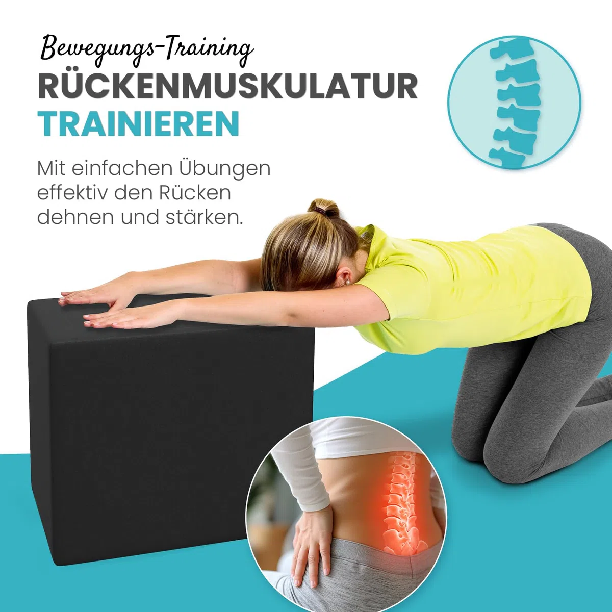 ELONEO Bandscheibenwürfel, Stufenlagerungswürfel zur Stufenlagerung, Stufenbett mit Bezug, Fitness Würfel, Schaumstoff, 40 x 50 x 50 cm