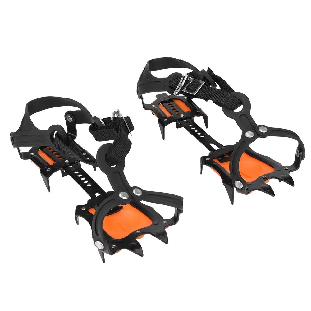 Erwachsene Steigeisen mit 10 Manganstahl Zähne, Verstärke Eisspikes, Verschleißfest Spikes Schuhkrallen, für Winter High Altitude Wandern Bergsteigen auf EIS Schnee Gletscher