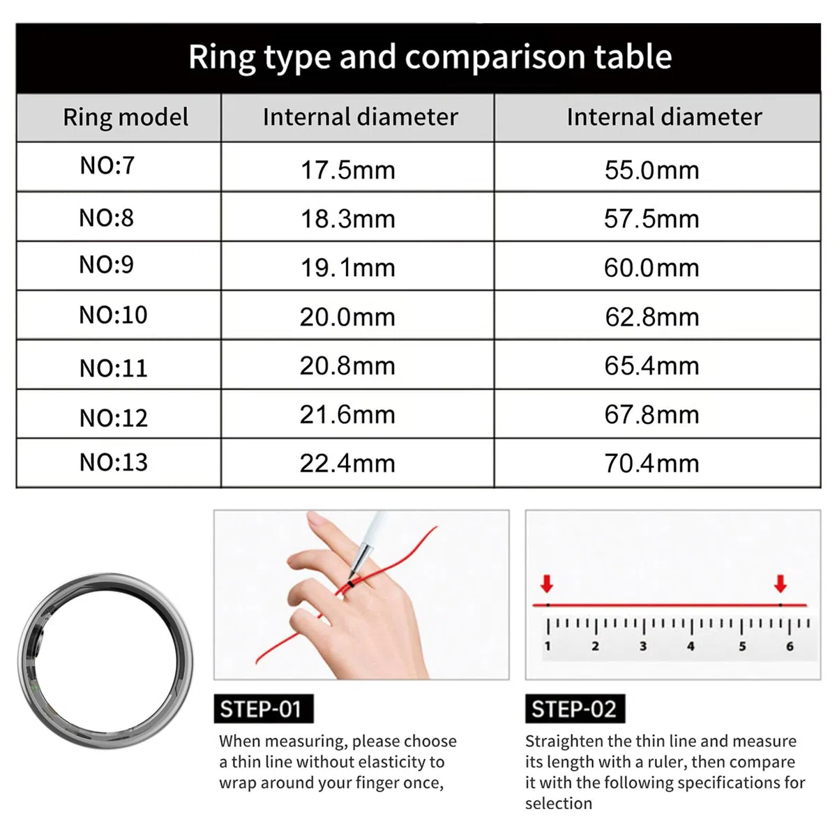 findtime Smart Ring Smartringe für Herren Damen IP68 Wasserdicht Fitness Ring Schrittzähler Kalorien Schlaftracker Smartring Android iOS Physiologische Erinnerung Herzfrequenz Aktivitätstracker