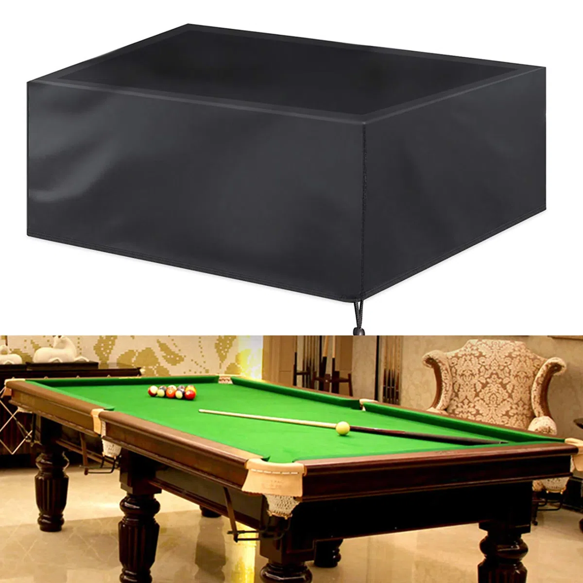 SagaSave 7 ft Billardtisch Abdeckung wasserdichte staubdichter Billard-Abdeckung mit Kordelzug für Billard, Snooker, Billardtisch, Staubschutz