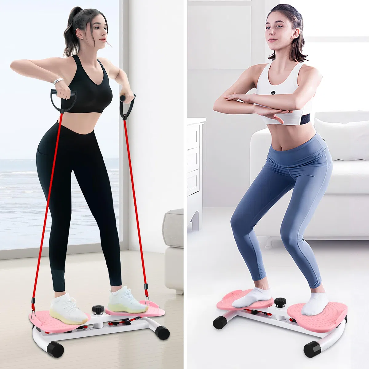 Twist Board, Twist Waist Disc Board mit Kordelzug, Stehendes Bauchübungsbrett, Tragkraft 300 LBS, Twist Board Abnehmen Geräte für Bauchmuskeltraining, Gleichgewichtstraining & Fußmassage