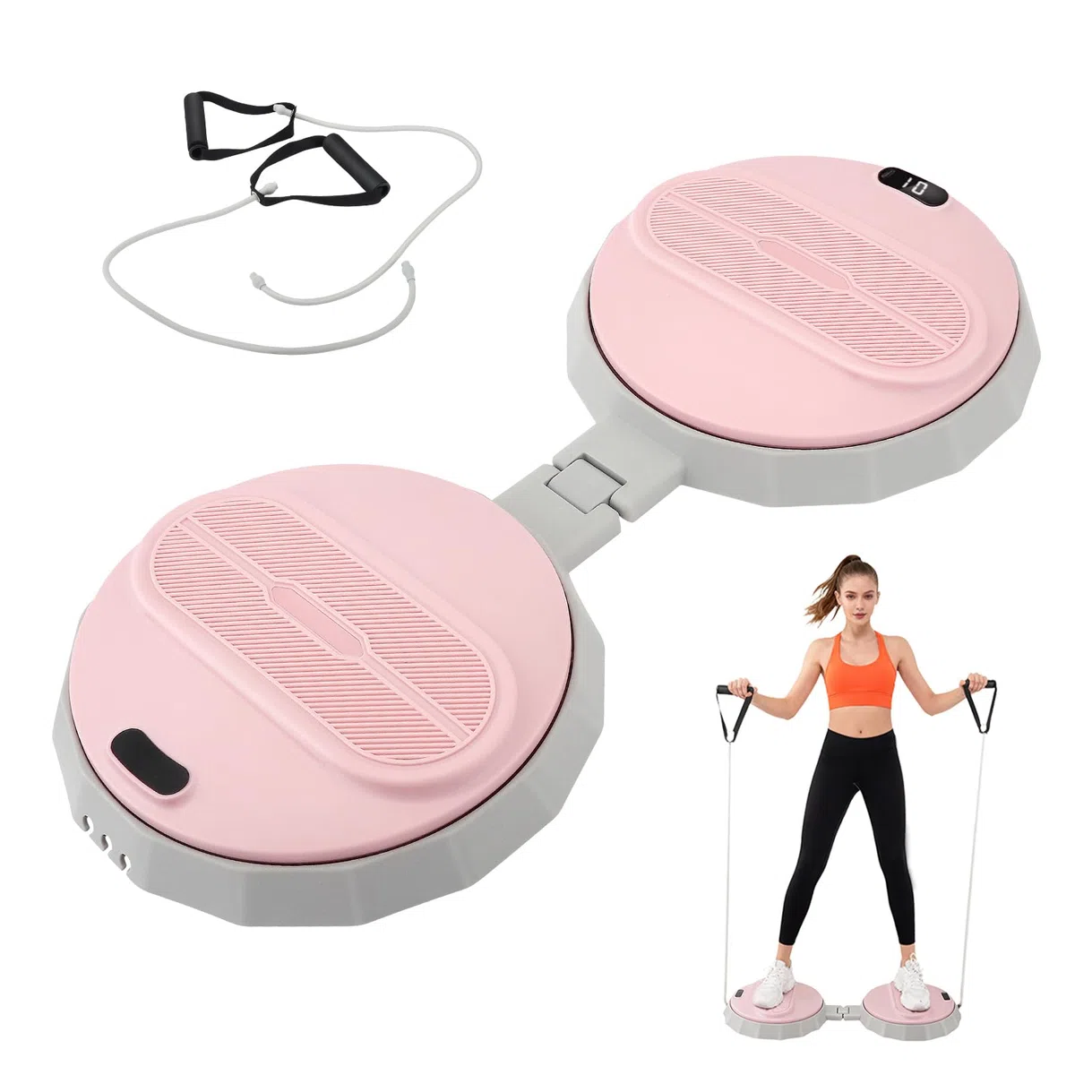 Klappbarer Twist Waist Disc Board mit Schrittzähler & Kordelzug, 400KG Tragkraft, Balanceboard für Bauch, Beine, Po, Hüfte, Gleichgewichtstrainer, Drehplatte, Taillentwister für Zuhause/Büro