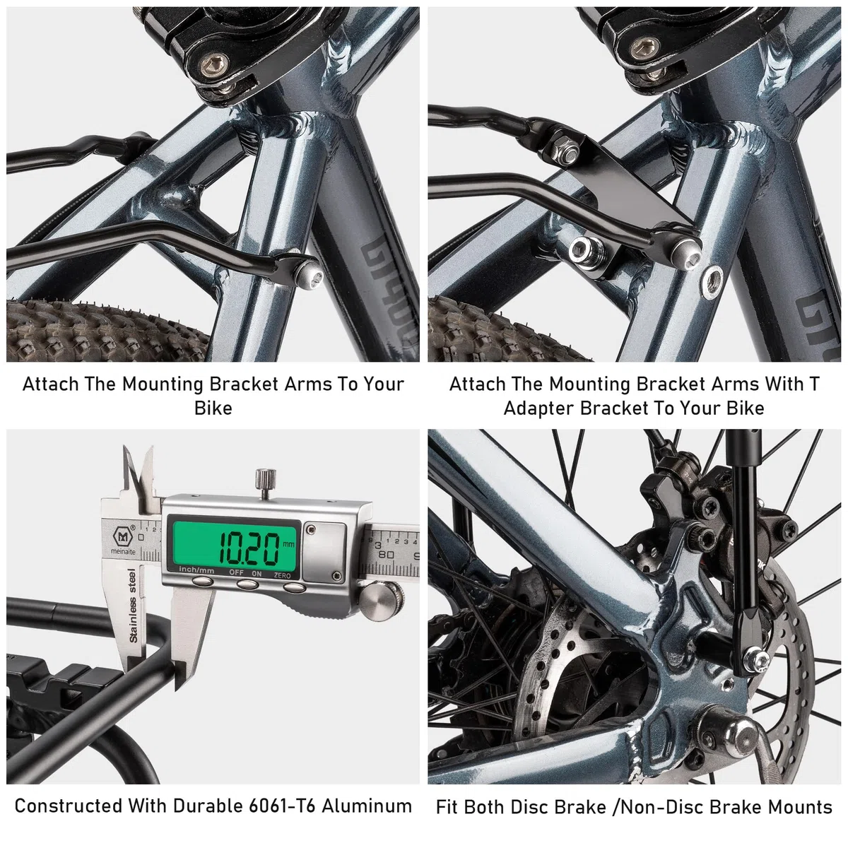 Fahrrad-Heckträger – Gepäckträger kompatibel mit MIK-System, Fahrrad-Gepäckträger für Scheibenbremsen/Nicht-Scheibenbremsen – Höhenverstellbar für 26"-29" Rahmen