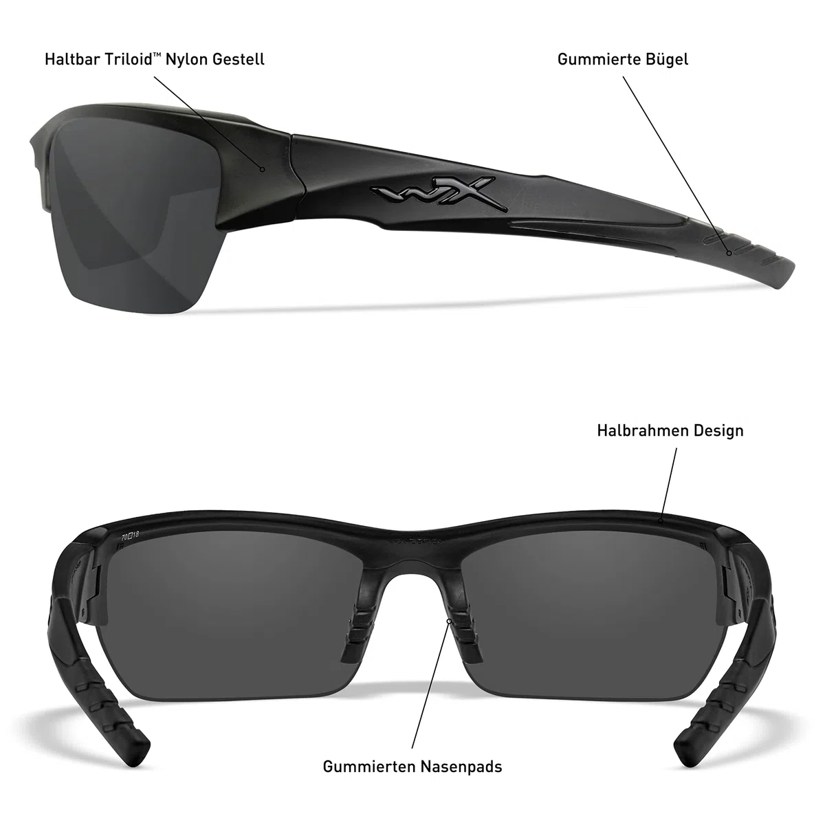 Wiley X │ WX Valor Sportsbrille Herren Schutzbrille Sonnenbrille │ Taktische Militärische Airsoft Brille │ Laufbrille Radfahren Fahrt Wandern Fischen Outdoor MTB Brille